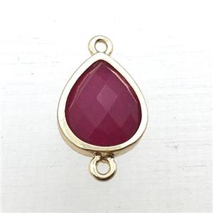 hotpink jade teardrop connector, approx 10-12mm [GM12273]
