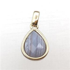 blue lace agate teardrop pendant, approx 10-12mm [GM12276]