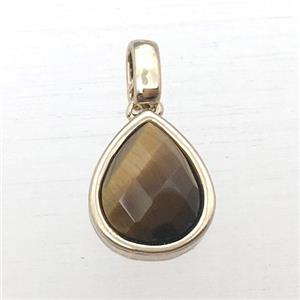Tiger eye stone teardrop pendant, approx 10-12mm [GM12277]