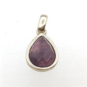 purple Amethyst teardrop pendant, approx 10-12mm [GM12279]