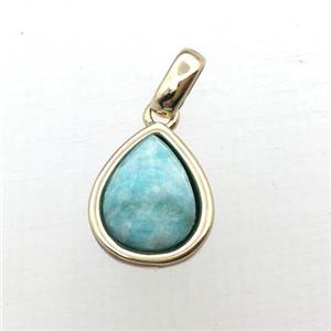 green Amazonite teardrop pendant, approx 10-12mm [GM12280]