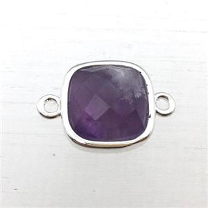 purple Amethyst square connector, approx 10x10mm [GM12284]