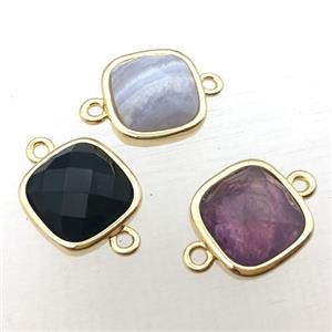 mixed Gemstone square connector, approx 10x10mm [GM12291]
