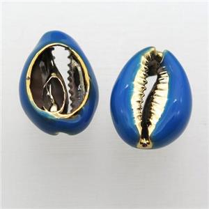 Conch Shell connector with blue enameling, approx 10-20mm [GM12299]