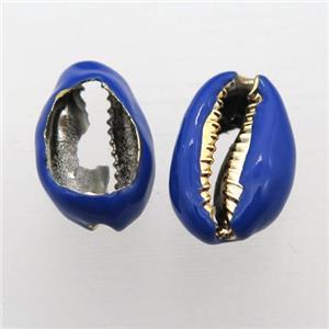 Conch Shell connector with deepblue enameling, approx 10-20mm [GM12300]