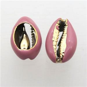 Conch Shell connector with pink enameling, approx 10-20mm [GM12301]