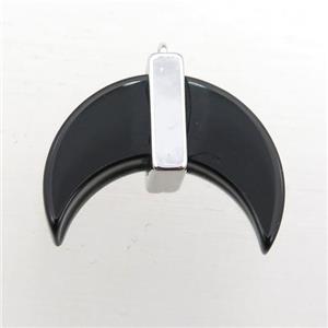 black hematite crescent moon pendant, approx 16-22mm [GM12307]