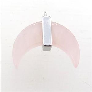 Rose Quartz crescent moon pendant, approx 16-22mm [GM12308]