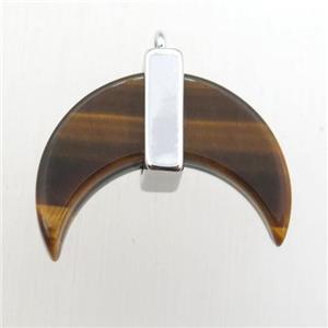 Tiger eye stone crescent moon pendant, approx 16-22mm [GM12311]
