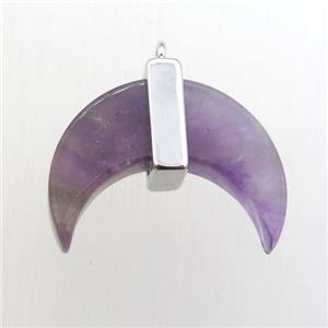 purple Amethyst crescent moon pendant, approx 16-22mm [GM12312]