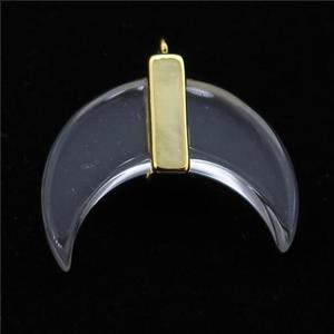 glass crescent moon pendant, approx 16-22mm [GM12315]