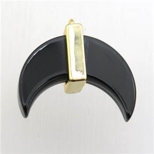 black hematite crescent moon pendant, approx 16-22mm [GM12316]