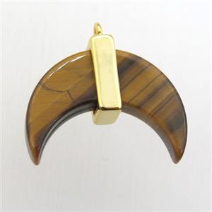 yellow Tiger eye stone crescent moon pendant, approx 16-22mm [GM12320]