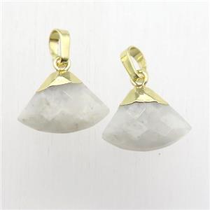 white Moonstone fan pendant, gold plated, approx 11-16mm [GM12335]