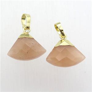 peach SunStone fan pendant, gold plated, approx 11-16mm [GM12336]