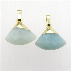 Amazonite fan pendant, gold plated, approx 11-16mm [GM12337]