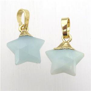 Amazonite star pendant, gold plated, approx 12mm dia [GM12350]
