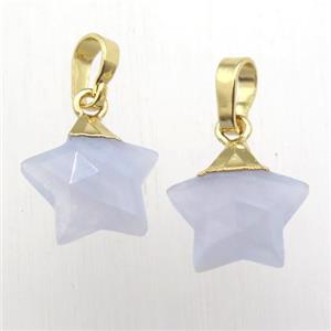 Blue Lace Agate star pendant, gold plated, approx 12mm dia [GM12354]