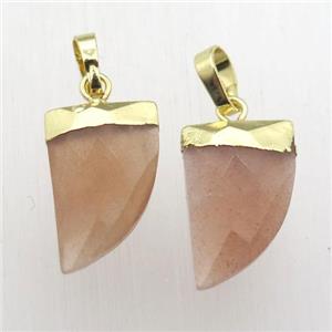 peach SunStone horn pendant, gold plated, approx 11-16mm [GM12359]