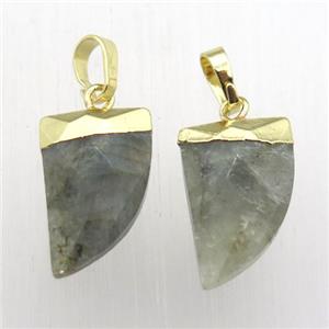 Labradorite horn pendant, gold plated, approx 11-16mm [GM12361]