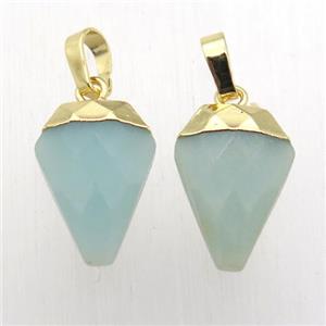 blue Amazonite arrowhead pendant, gold plated, approx 11-16mm [GM12372]