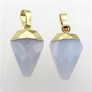 Blue Lace Agate arrowhead pendant, gold plated, approx 11-16mm [GM12378]