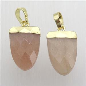 Peach SunStone Tongue Pendant Gold Plated, approx 11-16mm [GM12383]