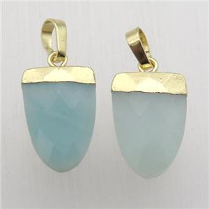 Blue Amazonite Tongue Pendant Gold Plated, approx 11-16mm [GM12384]