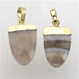 Botswana Agate Tongue Pendant Gold Plated, approx 11-16mm [GM12385]