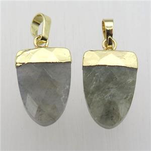 Labradorite Tongue Pendant Gold Plated, approx 11-16mm [GM12387]