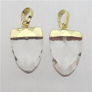 Clear Crystal Glass Tongue Pendant Gold Plated, approx 11-16mm [GM12392]
