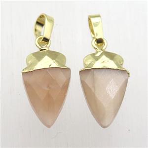 peach SunStone arrowhead pendant, gold plated, approx 8-16mm [GM12395]