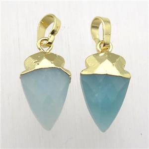 blue Amazonite arrowhead pendant, gold plated, approx 8-16mm [GM12396]