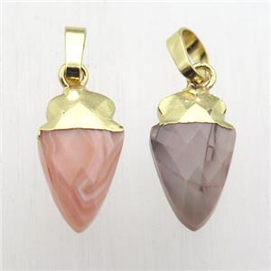 Botswana Agate arrowhead pendant, gold plated, approx 8-16mm [GM12397]