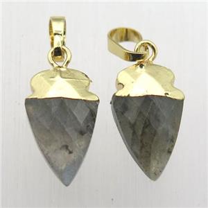 Labradorite arrowhead pendant, gold plated, approx 8-16mm [GM12398]