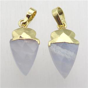 Blue Lace Agate arrowhead pendant, gold plated, approx 8-16mm [GM12403]