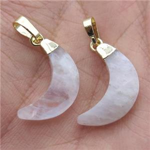 white MoonStone crescent pendant, gold plated, approx 5-18mm [GM12407]