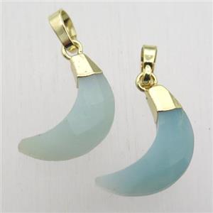 Amazonite crescent moon pendant, gold plated, approx 5-18mm [GM12409]