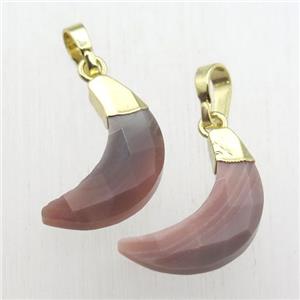 Botswana Agate crescent moon pendant, gold plated, approx 5-18mm [GM12410]