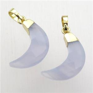 Blue Lace Agate crescent moon pendant, gold plated, approx 5-18mm [GM12416]