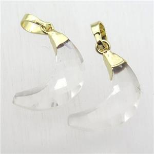crystal glass crescent moon pendant, gold plated, approx 5-18mm [GM12417]