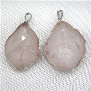 Clear Quartz pendant, freeform, point, silver plated, approx 20-50mm [GM12429]