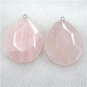 Rose Quartz teardrop pendant, approx 30-38mm [GM12436]