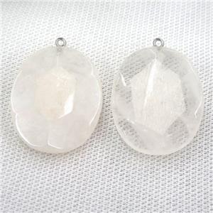 Clear Quartz oval pendant, approx 30-38mm [GM12437]