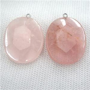 Rose Quartz oval pendant, approx 30-38mm [GM12438]