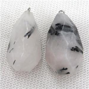 black Rutilated Quartz pendant, freeoform, approx 20-40mm [GM12442]
