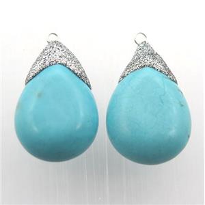 blue Turquoise teardrop pendant, approx 15-22mm [GM12461]