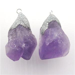 purple Amethyst pendant, freeform, approx 15-30mm [GM12463]