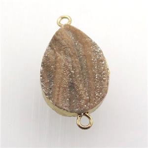 champagne Solar Agate Druzy teardrop connector, gold plated, approx 15-20mm [GM12471]