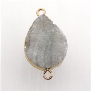 AB-color Solar Agate Druzy teardrop connector, gold plated, approx 15-20mm [GM12472]